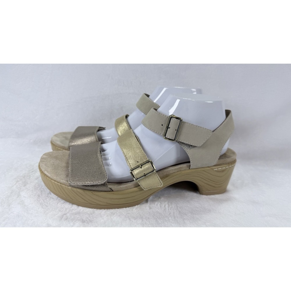 Dansko Malena Metallic Gold Wedge Sandal Women Size 41 (10.5-11) Comfort Shoe